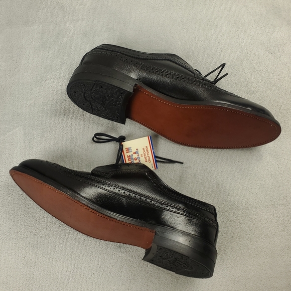 Lehigh Safety Shoes Longwing Steel Toe Wingtip Brogue Pebbled Leather Black 1701 - Picture 7 of 13